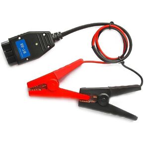 OBD2 Memory Saver Cable OBDII Connector with 2 Alligator Clips, Vehicle Battery Replacement Tool, Emergency Power Supply Interface for Car ECU