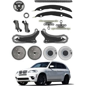 N63 Timing Chain Kit w/VVT Sprockets Fit for 2007-2015 BMW X5 X6 550i 650i 750Li 4.4L V8 Engine N63B44A 11317567500