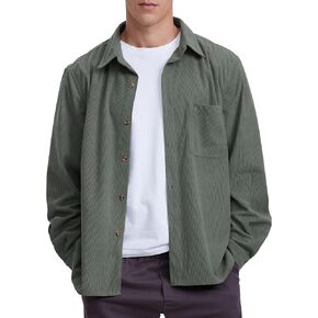 Gacaky Men's Corduroy Button Down Shirts Casual Soft Long Sleeve Lightweight Jacket