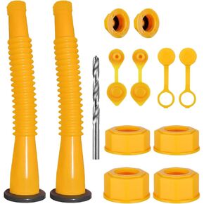 Gas Can Spout Replacement, Gas Can Nozzle, 2-Kit No-Spill Gas Can Nozzle Replacement with Screw Collar Caps, Gas Can Vent Caps, Spout Cover, Flexible Nozzle Kit Fits for Most 1/2/5/10 Gal Cans