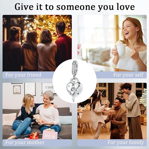 Cartoon Animal Love Heart Dangle Charms for Bracelets and Necklaces 925 Sterling Silver Charms Pendant Bead Charms Jewelry Gift for Women Family Friends in Saudi Arabia