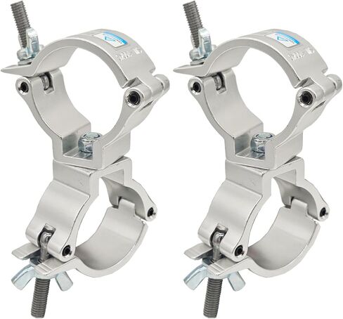 1.88-2 Inch Lighting Truss Dual Swivel Coupler DJ Light Clamps Heavy Duty Aluminum Alloy 220 Lbs for 48-51 mm Pipe Black for Stage Lights in Kuwait