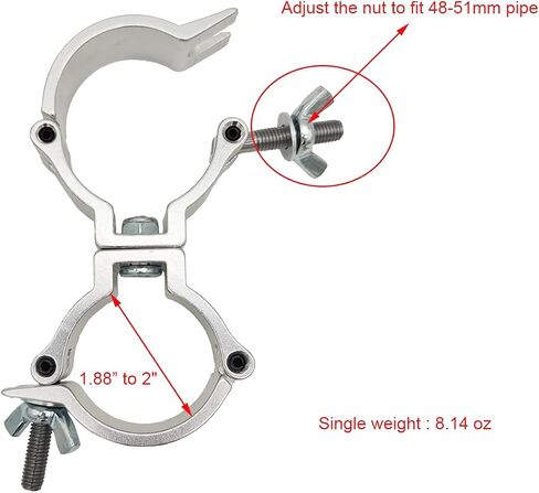 1.88-2 Inch Lighting Truss Dual Swivel Coupler DJ Light Clamps Heavy Duty Aluminum Alloy 220 Lbs for 48-51 mm Pipe Black for Stage Lights in Kuwait