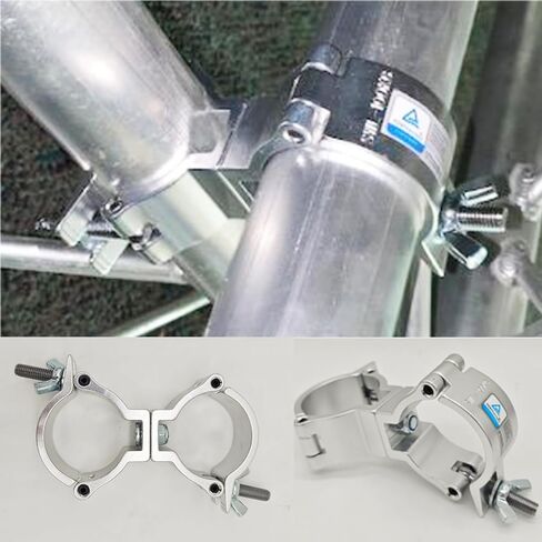 1.88-2 Inch Lighting Truss Dual Swivel Coupler DJ Light Clamps Heavy Duty Aluminum Alloy 220 Lbs for 48-51 mm Pipe Black for Stage Lights in Kuwait