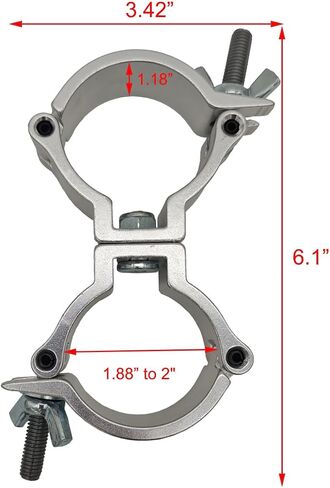 1.88-2 Inch Lighting Truss Dual Swivel Coupler DJ Light Clamps Heavy Duty Aluminum Alloy 220 Lbs for 48-51 mm Pipe Black for Stage Lights in Kuwait