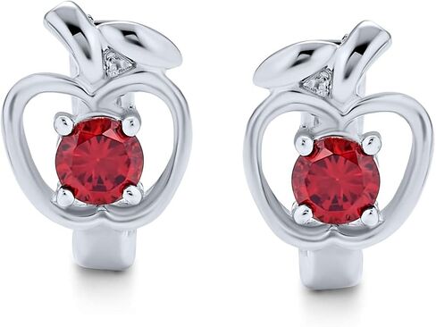 Red CZ Apple Of My Eye Kpop Huggie Hoop Earrings For Women Cubic Zirconia .925 Sterling Silver in Kuwait