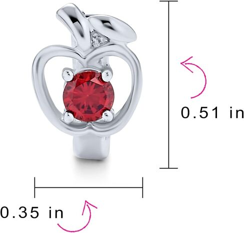 Red CZ Apple Of My Eye Kpop Huggie Hoop Earrings For Women Cubic Zirconia .925 Sterling Silver in Kuwait