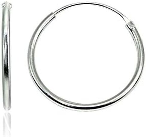 Sterling Silver Small Medium Large Endless Round Thin Lightweight Continuous Endless Hoop Earrings for Women Men in Kuwait