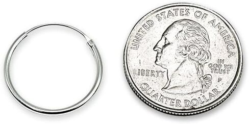 Sterling Silver Small Medium Large Endless Round Thin Lightweight Continuous Endless Hoop Earrings for Women Men in Kuwait