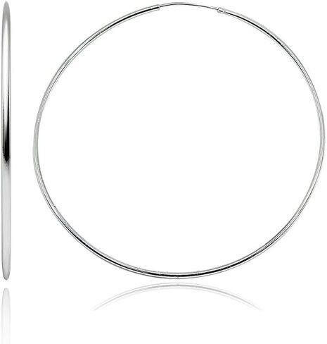 Sterling Silver Small Medium Large Endless Round Thin Lightweight Continuous Endless Hoop Earrings for Women Men in Saudi Arabia