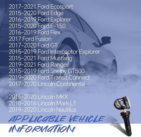 4 قطع مستشعر نظام مراقبة ضغط الإطارات، 315 ميجا هرتز TPMS متوافق مع Ford F-150/Flex/Fusion/GT، Lincoln Continental/MKX/Mark LT يستبدل OE F2GZ-1A189-A in Kuwait