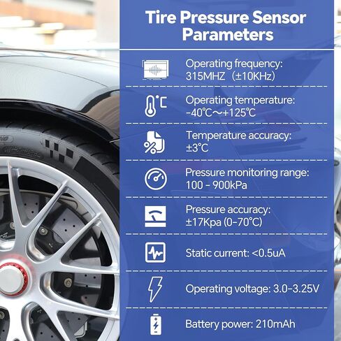 4 قطع مستشعر نظام مراقبة ضغط الإطارات، 315 ميجا هرتز TPMS متوافق مع Ford F-150/Flex/Fusion/GT، Lincoln Continental/MKX/Mark LT يستبدل OE F2GZ-1A189-A in Kuwait