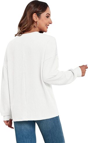 KARALIN Womens Ribbed Oversized Pullover Long Sleeves Crew Neck Y2K Fall Winter Shirts Tunic Tops in Saudi Arabia