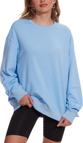 Womens Oversized Sweatshirts Crewneck Pullover Sweaters Casual Long Sleeve Fall Winter Fashion Outfits Clothes in Kuwait