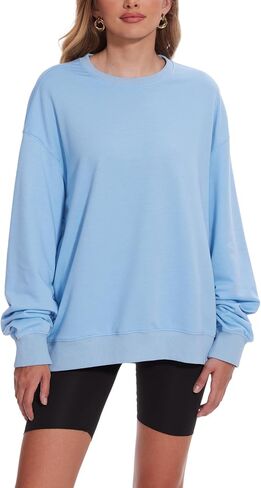 Womens Oversized Sweatshirts Crewneck Pullover Sweaters Casual Long Sleeve Fall Winter Fashion Outfits Clothes in Kuwait
