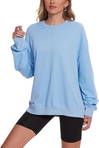 Womens Oversized Sweatshirts Crewneck Pullover Sweaters Casual Long Sleeve Fall Winter Fashion Outfits Clothes in Kuwait