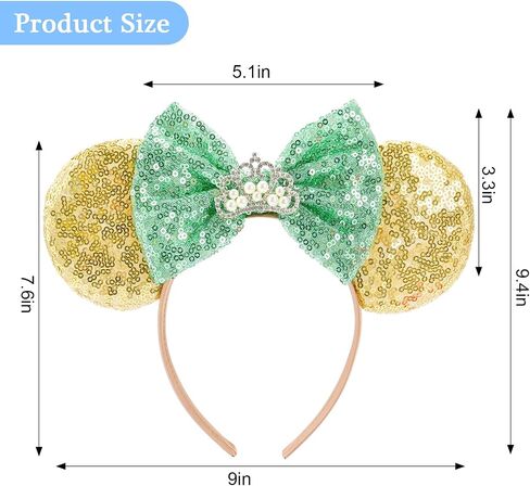 Tiana Mouse Ears, Princess Tiana Mouse Ears Headband For Women Girls Boys Adult, Birthday Mouse Ears For Birthday Cosplay Party Decorations Hair Accessories Rose Gold in Saudi Arabia