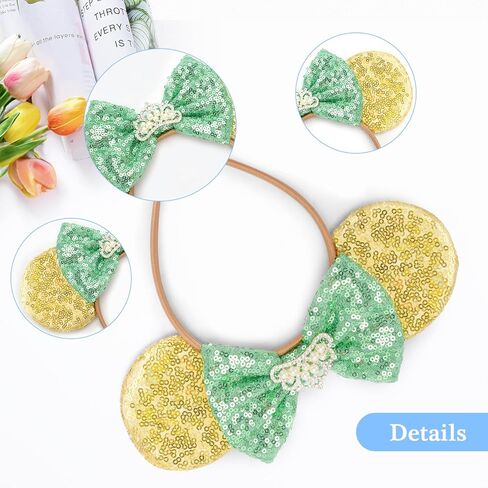 Tiana Mouse Ears, Princess Tiana Mouse Ears Headband For Women Girls Boys Adult, Birthday Mouse Ears For Birthday Cosplay Party Decorations Hair Accessories Rose Gold in Saudi Arabia