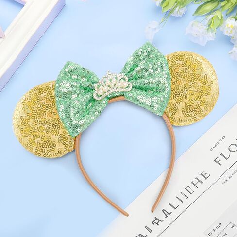Tiana Mouse Ears, Princess Tiana Mouse Ears Headband For Women Girls Boys Adult, Birthday Mouse Ears For Birthday Cosplay Party Decorations Hair Accessories Rose Gold in Saudi Arabia