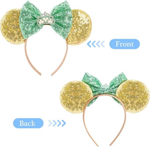 Tiana Mouse Ears, Princess Tiana Mouse Ears Headband For Women Girls Boys Adult, Birthday Mouse Ears For Birthday Cosplay Party Decorations Hair Accessories Rose Gold in Saudi Arabia
