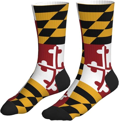 Flag Of Maryland Pattern Athletic Crew Socks For Women Men Novelty Sports Socks in Kuwait