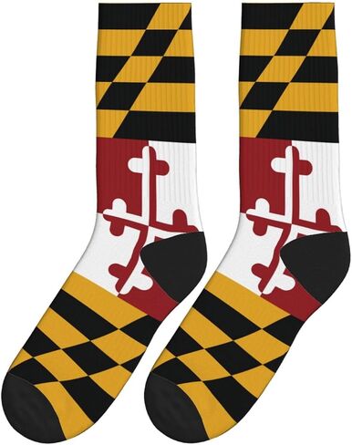 Flag Of Maryland Pattern Athletic Crew Socks For Women Men Novelty Sports Socks in Kuwait