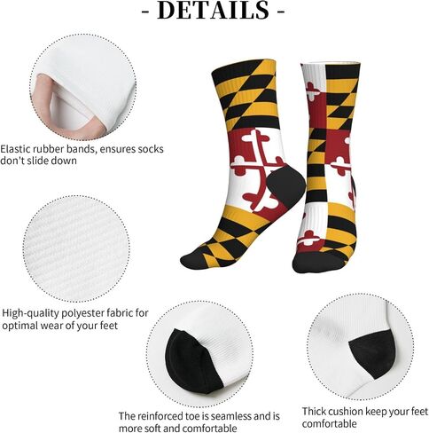 Flag Of Maryland Pattern Athletic Crew Socks For Women Men Novelty Sports Socks in Kuwait