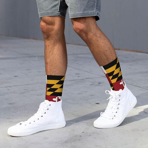 Flag Of Maryland Pattern Athletic Crew Socks For Women Men Novelty Sports Socks in Kuwait
