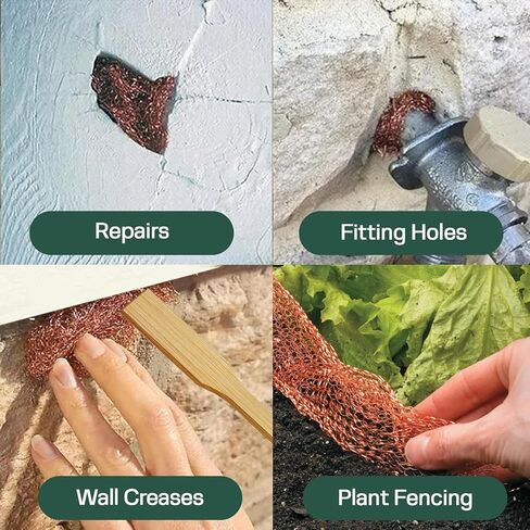 Copper Mesh Rodent Control Kit, 5 Inch x 35ft Rustproof Copper Wool Blend, DIY Hole Filler, Complete with Precision Scissors and Packing Tool for Mice & Rodent Defense in Kuwait