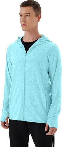 Mens UPF 50+ UV Full Zip Sun Protection Hoodie Jacket with Thumb Holes Cooling Lightweight Fishing Hiking Cooling Shirts Men in Kuwait