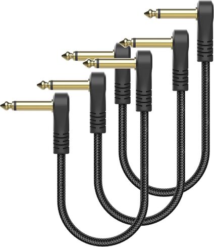 HOSONGIN Guitar Patch Cables 6 inch Nylon Braided Right Angle,1/4" Right Angle Guitar Pedal Instrument Cable,Gold-Plated Plug Connector C-Shape Guitar Patch Pedal Cable-(3 Pack) in Saudi Arabia