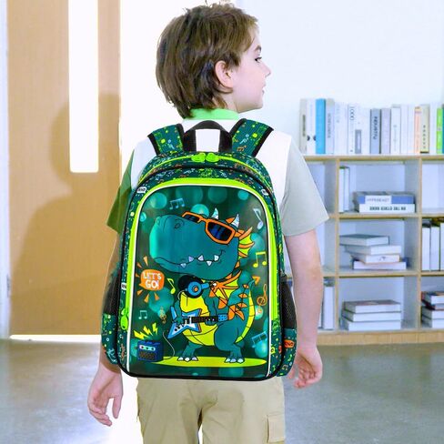 16" Dinosaur Backpack for Boy, 3Pcs Kids School Bookbag for Elementary Preschool Kindergarten, School Backpacks with Lunch Box(Green) in Kuwait