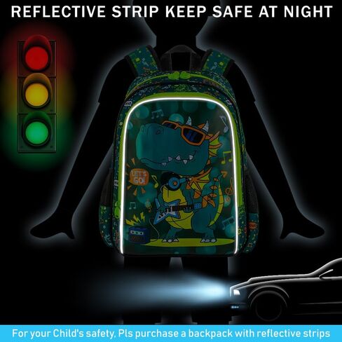16" Dinosaur Backpack for Boy, 3Pcs Kids School Bookbag for Elementary Preschool Kindergarten, School Backpacks with Lunch Box(Green) in Kuwait