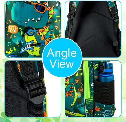 16" Dinosaur Backpack for Boy, 3Pcs Kids School Bookbag for Elementary Preschool Kindergarten, School Backpacks with Lunch Box(Green) in Kuwait