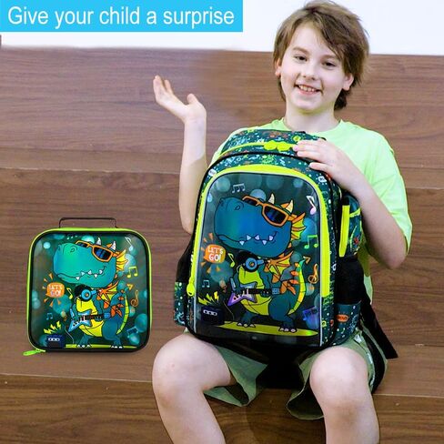 16" Dinosaur Backpack for Boy, 3Pcs Kids School Bookbag for Elementary Preschool Kindergarten, School Backpacks with Lunch Box(Green) in Kuwait