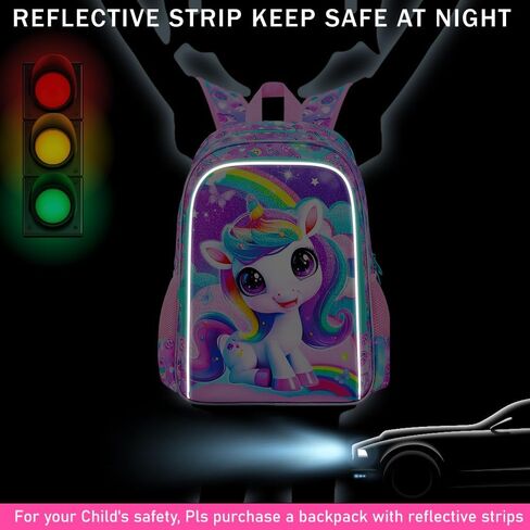3Pcs Unicorn Backpack for Girls, 16" School Backpacks Set for Elementary Preschool Kindergarten, Kids Bookbag with Lunch Box(Pink) in Saudi Arabia