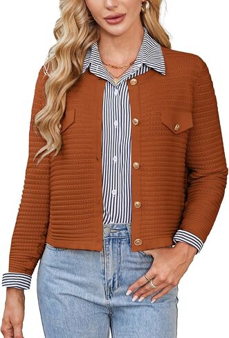GRACE KARIN Women's Knit Cardigan Sweaters Long Sleeve Open Front Button Down Trendy Jackets Lightweight Fall Outfits in Saudi Arabia