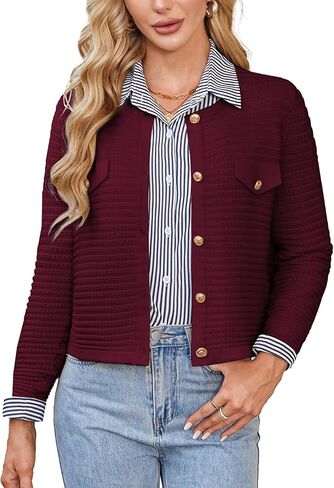 GRACE KARIN Women's Knit Cardigan Sweaters Long Sleeve Open Front Button Down Trendy Jackets Lightweight Fall Outfits in Saudi Arabia