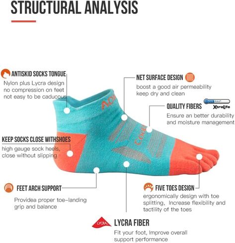 AONIJIE 3 Pairs Toe Socks for Men and Women, Breathable Low Cut No Show Socks for Running Cycling in Saudi Arabia