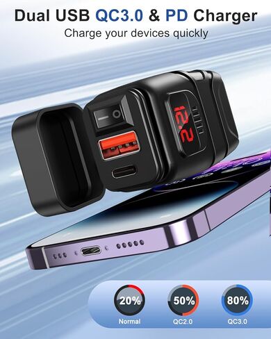 EXTRACTME 24W Motorcycle Phone Charger, QC 3.0 Dual USB Motorcycle USB Charger with Voltmeter & ON/Off Switch, Waterproof Quick Disconnect SAE to USB Adapter for Phone, Tablet, GPS in Kuwait