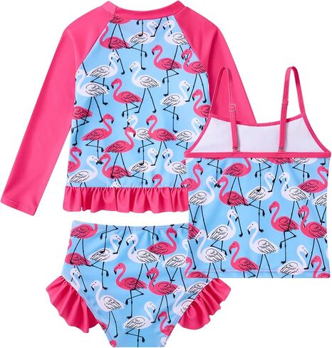 BFUSTYLE Girls Swimsuit 3 Pieces Rash Guard Kids Long Sleeves Bathing Suit 3-8 Years Sun Proction Swimwear Tankini in Kuwait