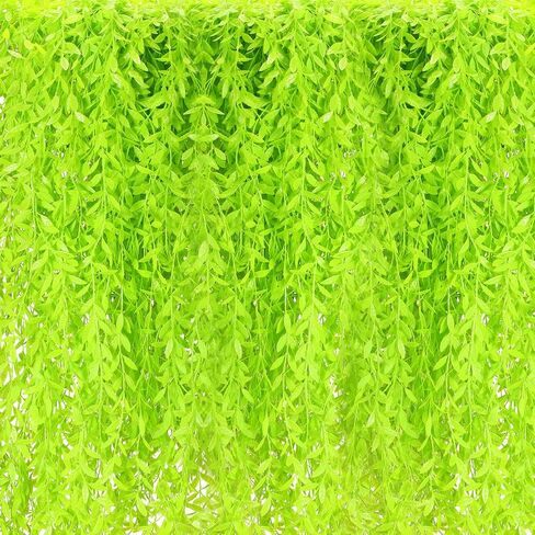 Riceshoot Green Vines Garland Decorations Fake Seaweed Artificial Vines Willow Leaves with Stems Hanging Plastic Ivy Greenery Garland for Wedding Party Home Garden(Fruit Green,24 Pcs) in Kuwait