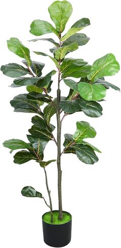 Artificial Fiddle Leaf Fig Tree 4FT/47inch,Fake Ficus Lyrata Plant with 42 Fiddle Leaves Fake Fig Silk Tree in Pot for Indoor Outdoor Office Living Room Home Decor Perfect Housewarming in Saudi Arabia