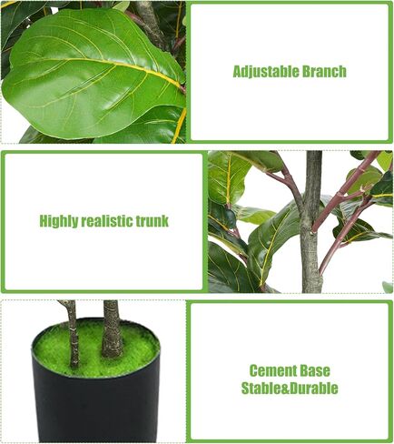 Artificial Fiddle Leaf Fig Tree 4FT/47inch,Fake Ficus Lyrata Plant with 42 Fiddle Leaves Fake Fig Silk Tree in Pot for Indoor Outdoor Office Living Room Home Decor Perfect Housewarming in Saudi Arabia