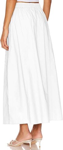 Womens Maxi Slit Skirt Elastic Waist Drawstring Long Skirts for Women with Pockets in Saudi Arabia