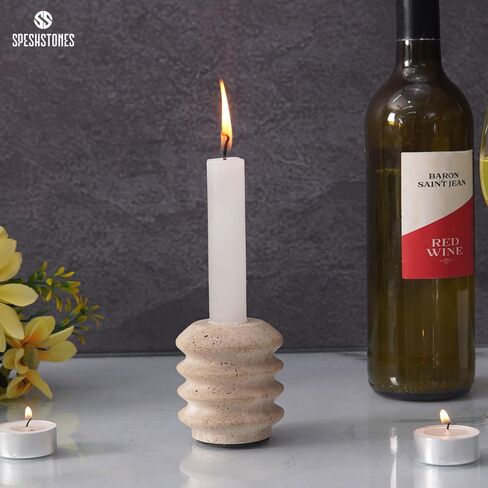 Candle Holder 5'' Inches Travertine Handmade Taper Candles Holder for Room Decor - Candlestick Holders, Candle Stand for Home Decor, Candle Stick Holder for Pillar Candles in Saudi Arabia