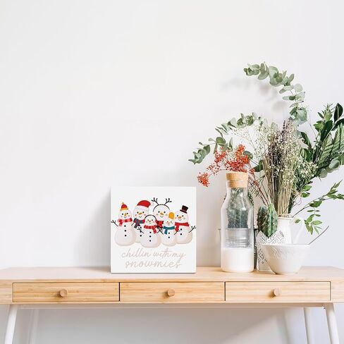 Winter Snowman Wooden Sign, Winter Snowman Christmas Wooden Signs For Home Decor, Winter Snowman Desk Signs, Winter Snowman Table Decor, Winter Snowman Wooden Signs For Home Decor in Kuwait