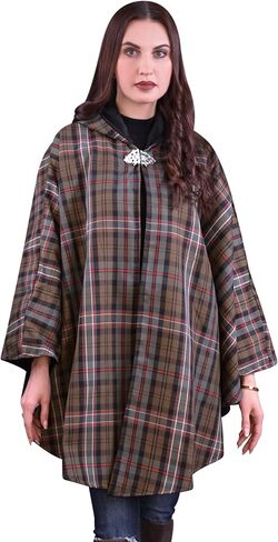 Women's Vintage Plaid Knitted Scottish Cape Traditional Cardigan in Saudi Arabia