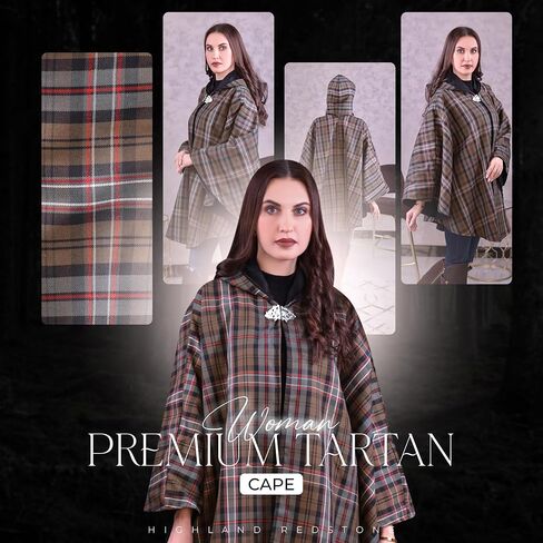 Women's Vintage Plaid Knitted Scottish Cape Traditional Cardigan in Saudi Arabia
