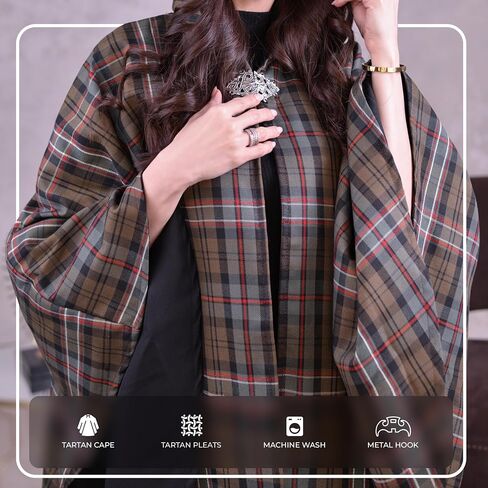 Women's Vintage Plaid Knitted Scottish Cape Traditional Cardigan in Saudi Arabia